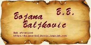 Bojana Baljković vizit kartica